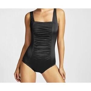 Black Ruched  Maillot One Piece Swimsuit Size 32